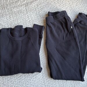 Noble Waffle Pajama Set in Navy Blue